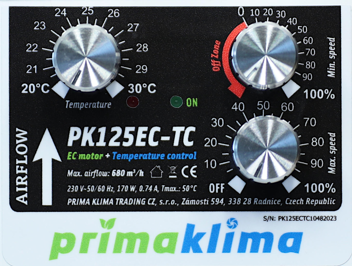 Prima Klima PK125EC-TC 680m³/h Ø125mm klimageregelt
